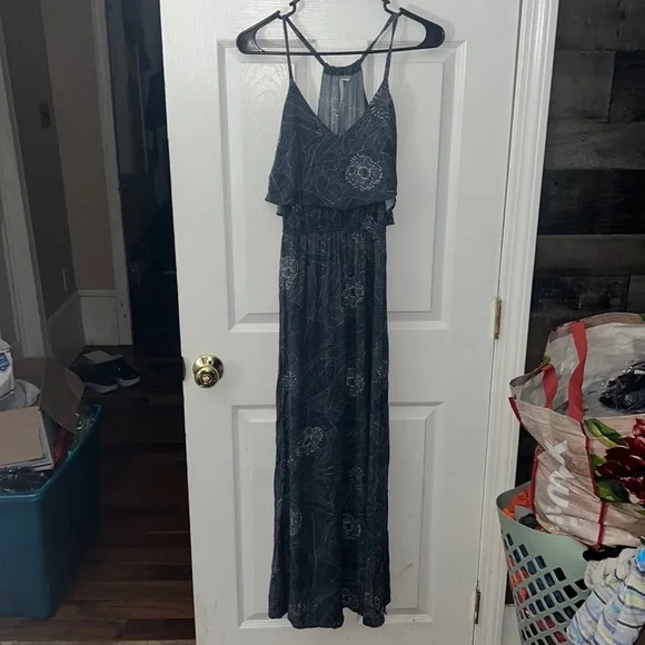 Lauren Conrad Blue Halter Floral Print Slit Maxi Dress Size XS - Picture 1 of 5